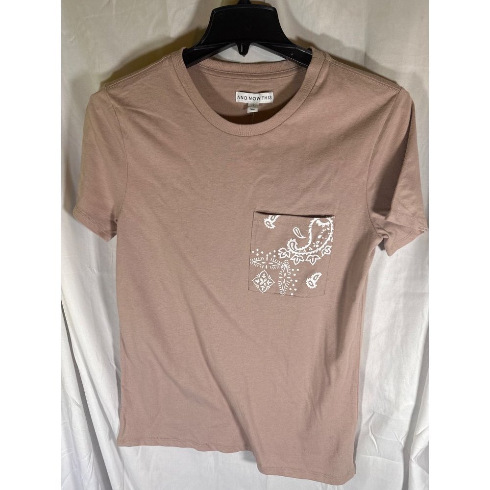 And Now This Men's Bandana-Print Pocket T-Shirt, Fawn,‎ NWT, Size S
